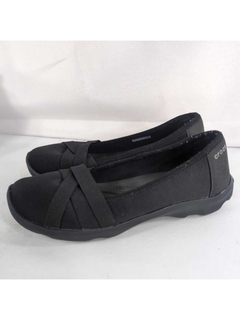 Crocs Duet Busy Day 205339 Black Flats Shoes Strappy Slip On Women's 6 W6